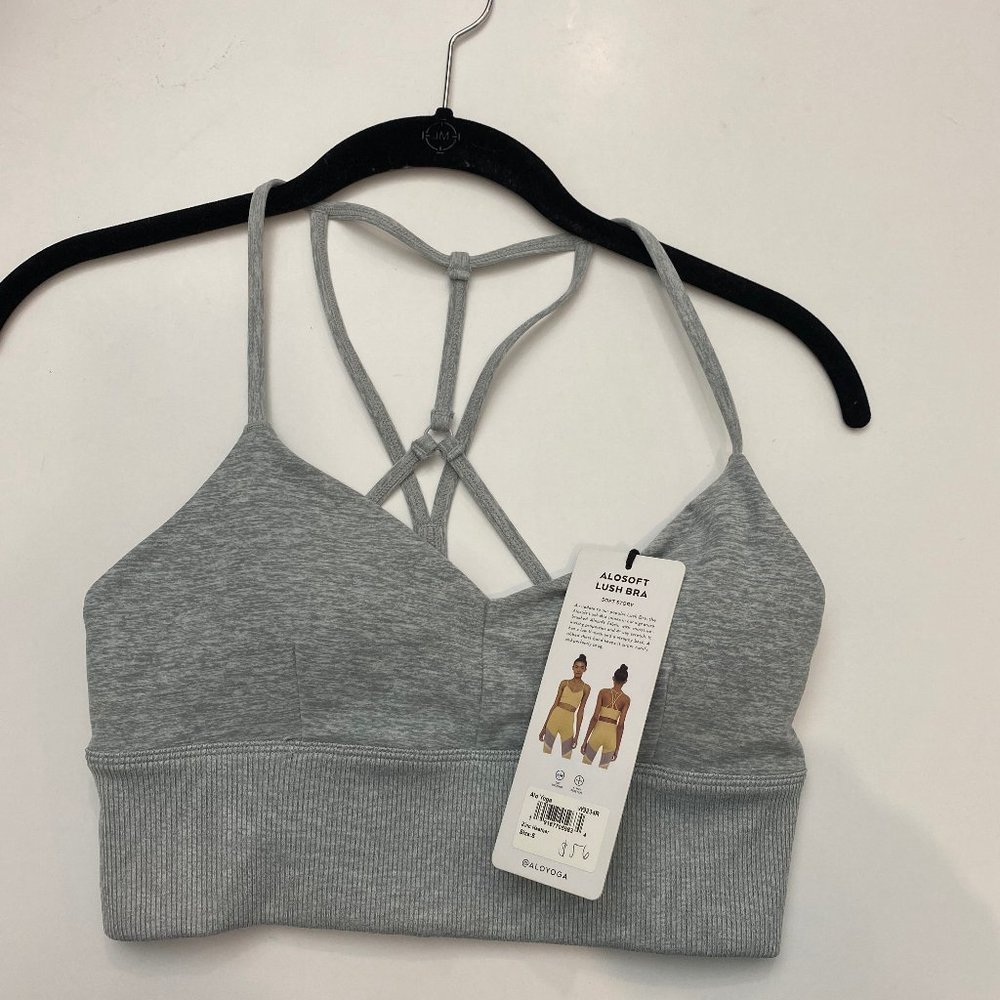 NWT Alo Alosoft Lush Bra, size S in Zinc Heather